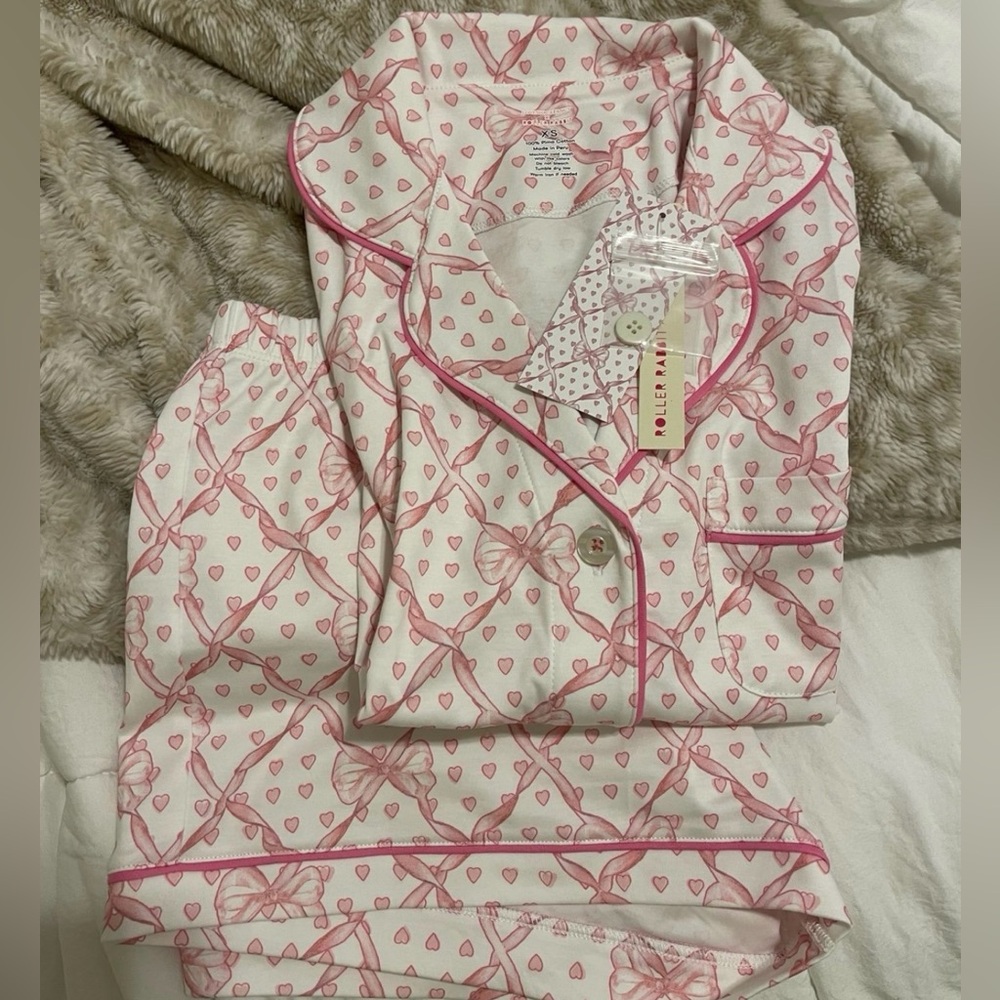 SOLD Roller Rabbit x Loveshackfancy Women’s Baby Bow Hearts Polo Pajamas Size XS